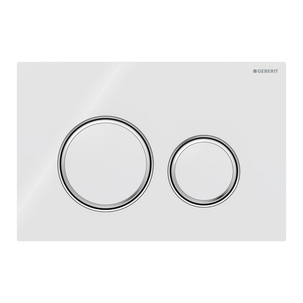 Cutout image of Geberit Sigma50 Round White Glass Dual Flush Plate